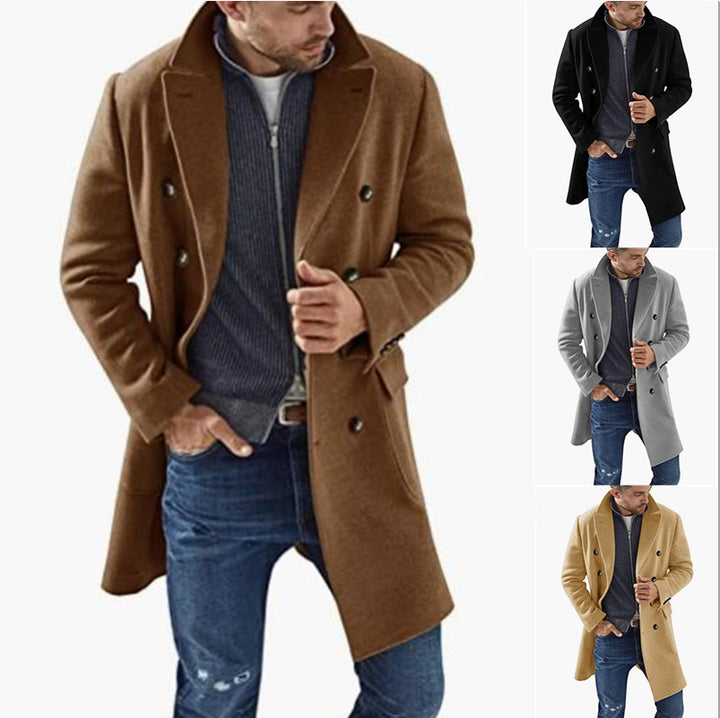 Herren eleganter Doppelknebel-Mantel mit modernem Schnitt Drune
