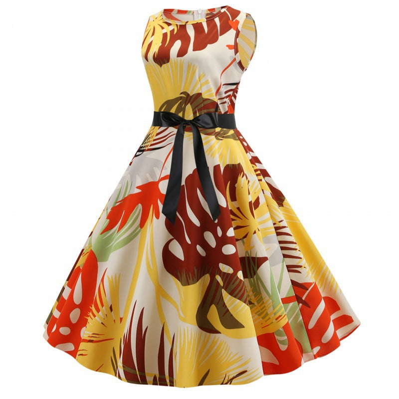 Damen Swingkleid mit floralem Muster und taillierter Silhouette Drune
