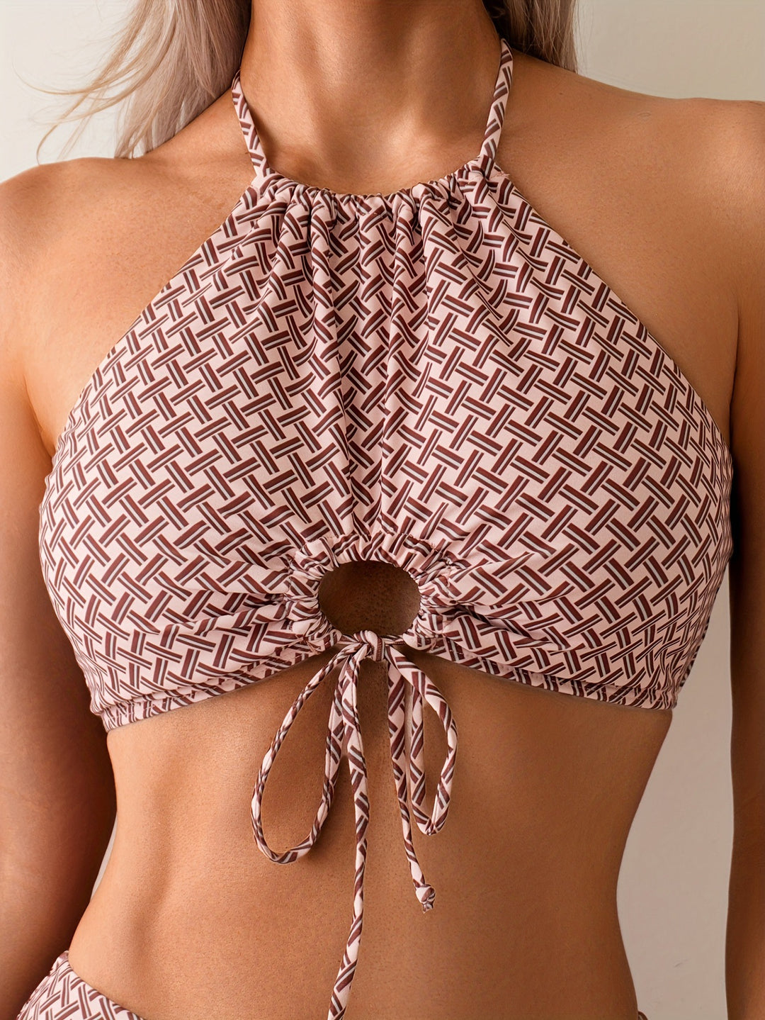 Damen Hochtailliertes Bikini-Set mit dekorativem Ausschnitt Drune