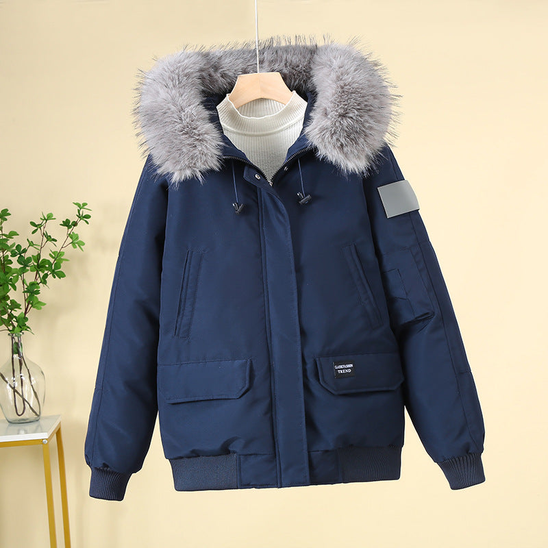 Damen Winterjacke mit abnehmbarem Kunstfellkragen und großen Taschen Drune