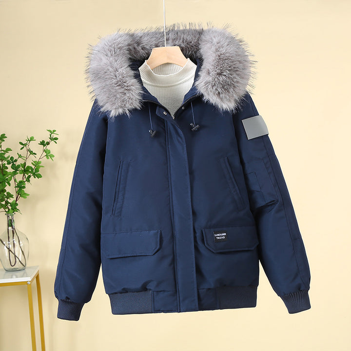 Damen Winterjacke mit abnehmbarem Kunstfellkragen und großen Taschen Drune