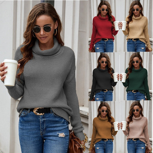 Damen Strickpullover mit hohem Kragen und strukturiertem Design Drune
