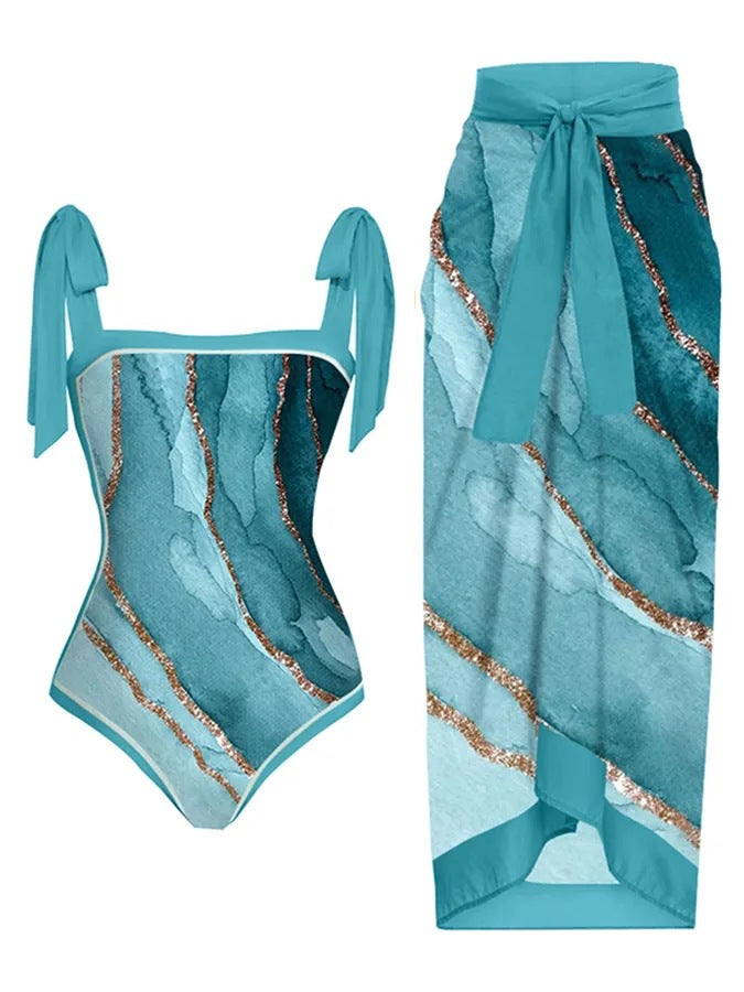 Damen Bademode-Set mit stilvollem Wickelrock Drune