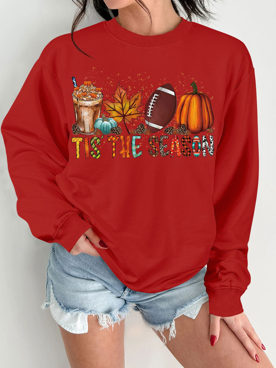 Damen Sweatshirt mit herbstlichem Motiv und lässigem Schnitt Drune