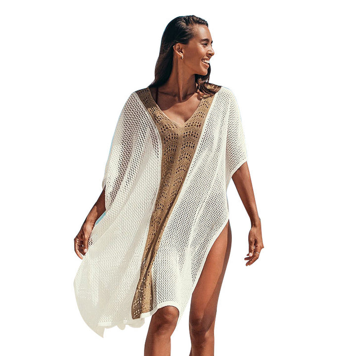 Damen Strandkleid mit romantischem Häkelmuster und voluminösen Ärmeln Drune