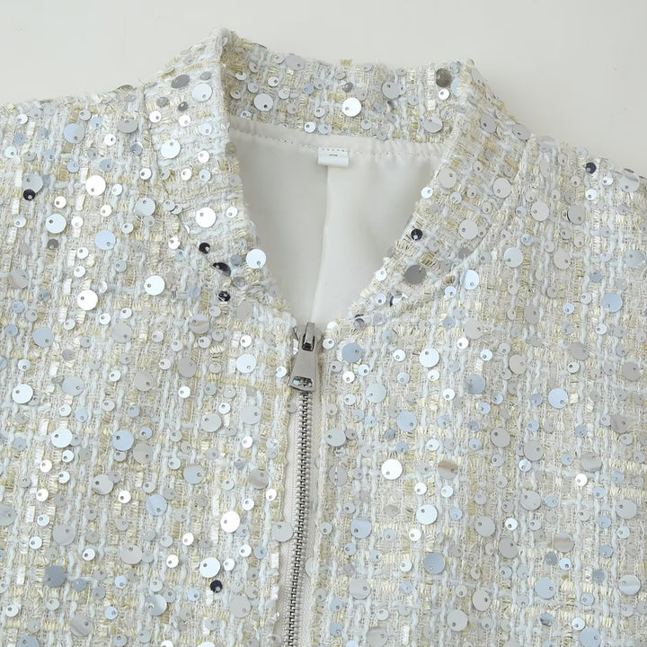 Damen Glitzernde Bomberjacke mit schimmernden Pailletten Drune