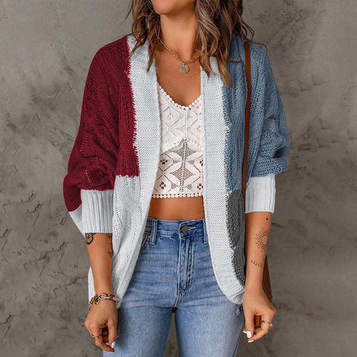 Damen Lässige Strickjacke mit asymmetrischem Muster Drune