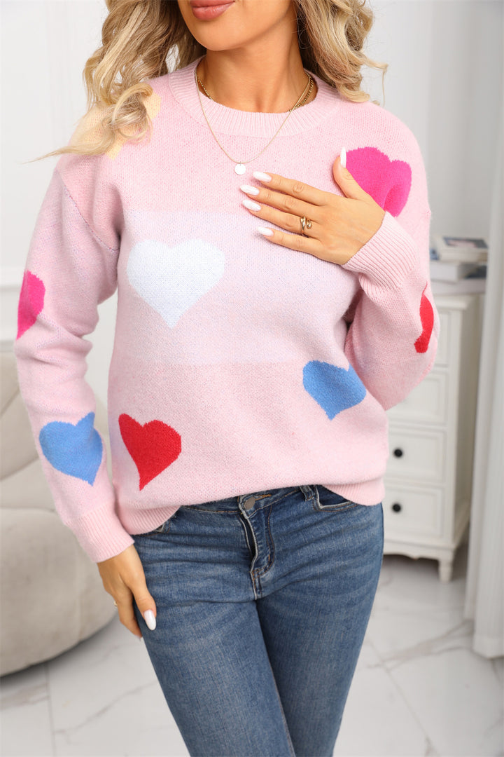 Damen Kuscheliger Pullover mit Herzmotiven und strukturierter Oberfläche Drune