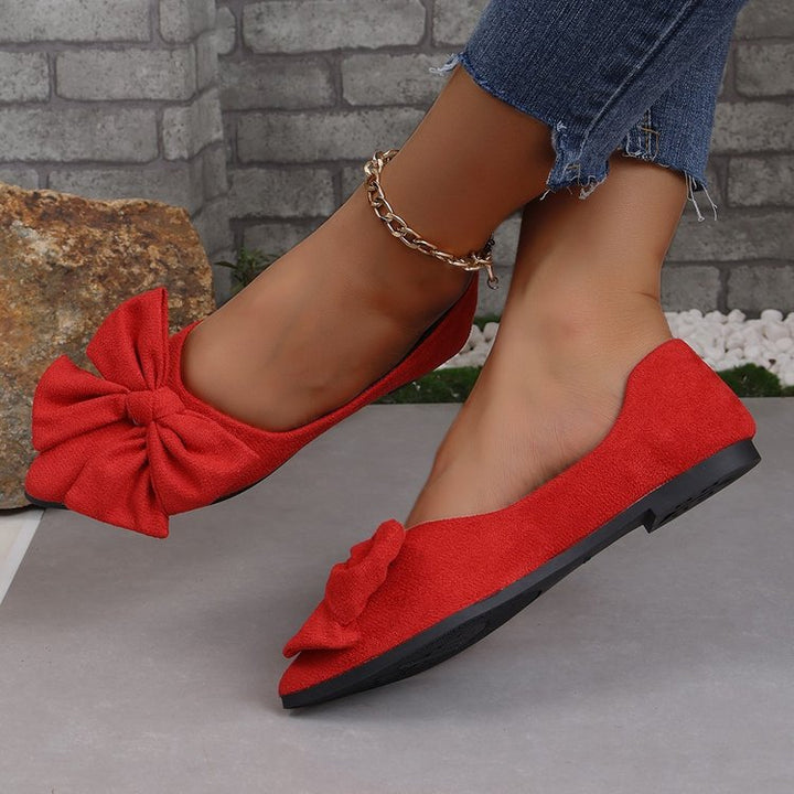 Damen nan spitze Ballerina-Slipper mit dekorativer Schleife und gepolstertem Komfortfußbett Drune