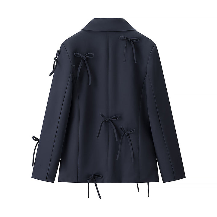 Damen modische Blazerjacke mit kreativen Bindebändern Drune