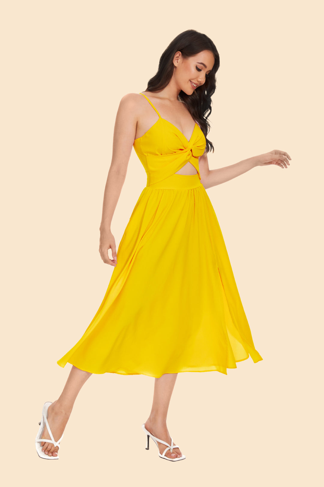 Damen Zweiteiler Ensemble mit elegantem knotenfreier Bluse und fließendem Rock mit Schlitz Drune