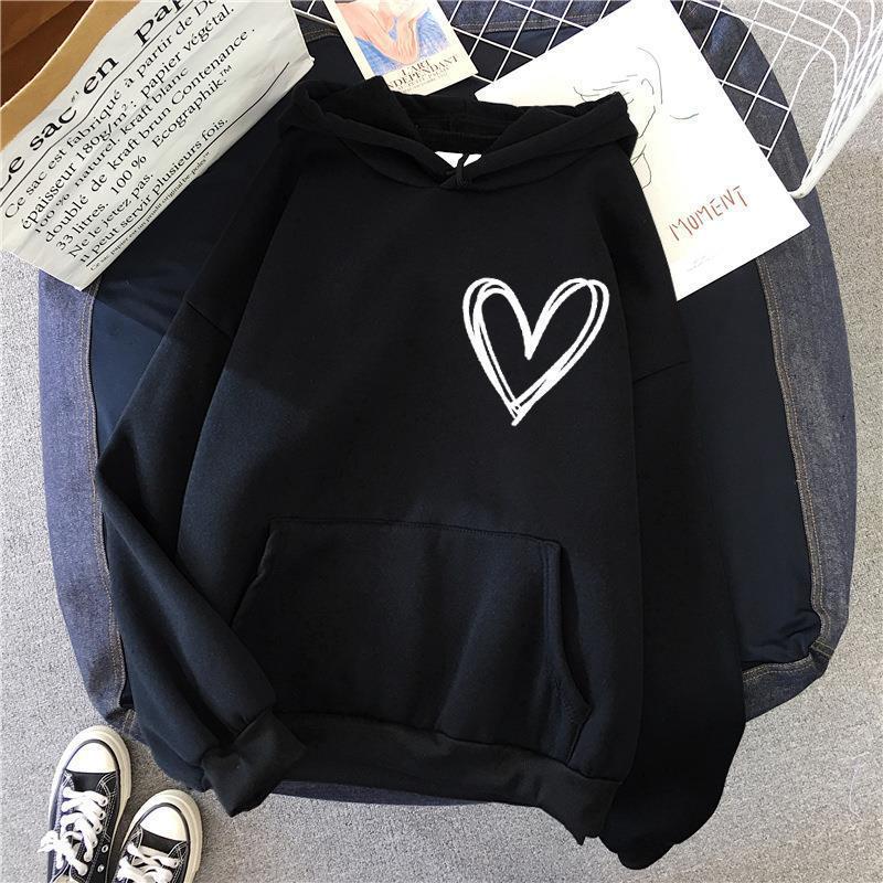 Damen Kapuzenpullover mit lieblichen Herzmotiv Drune