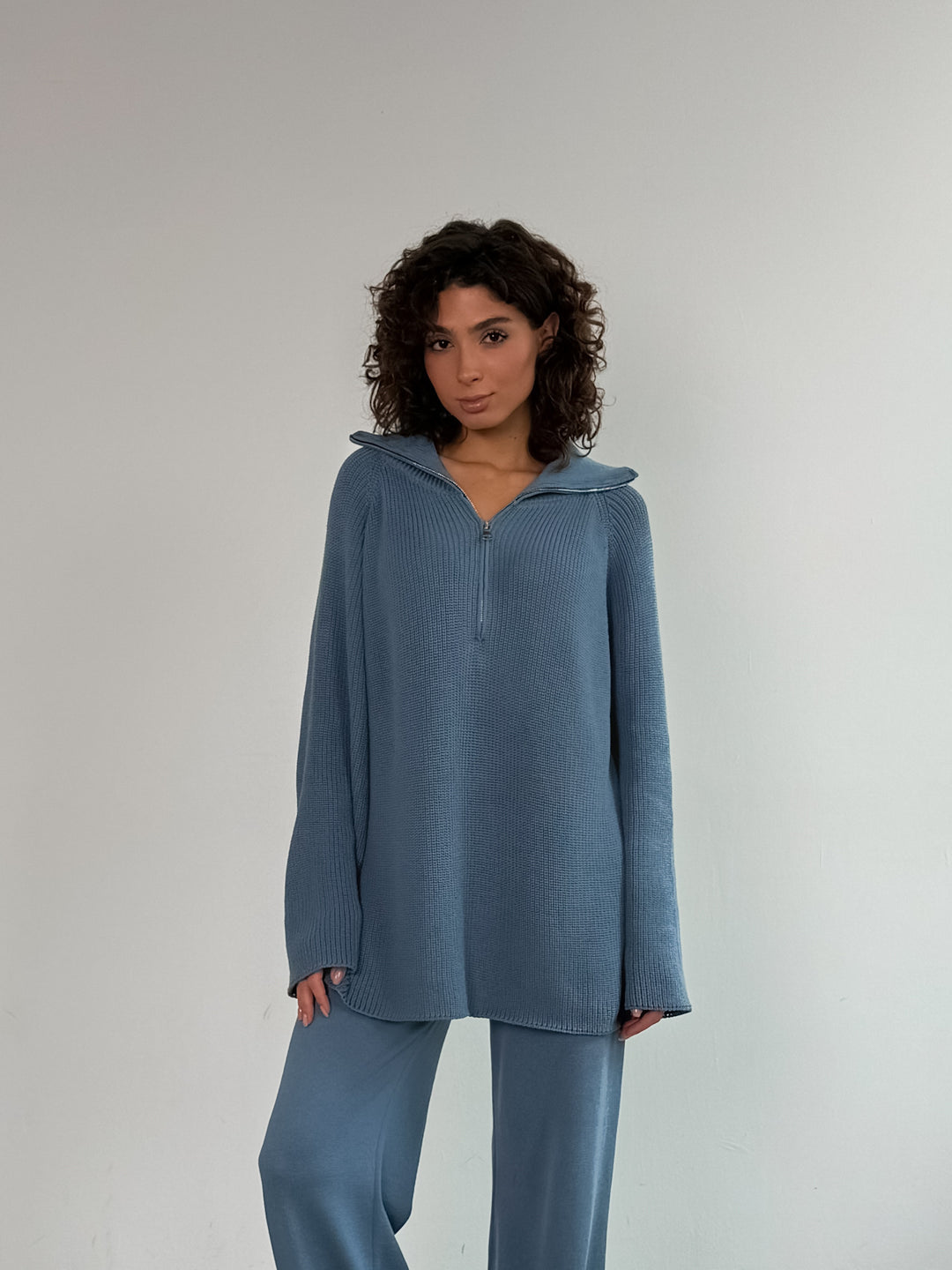 Damen lässiger Pullover mit hohem Kragen Drune