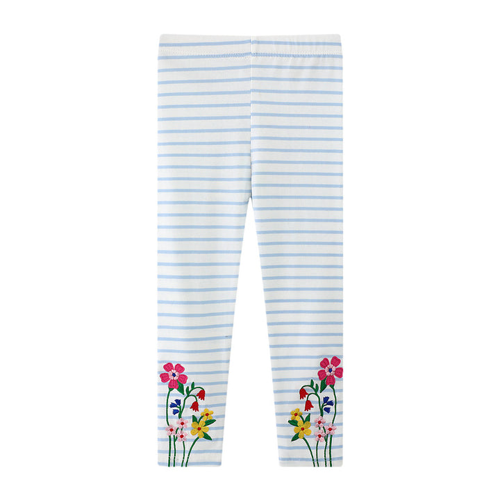 Mädchen Leggings mit buntem Blütenstickdesign Drune