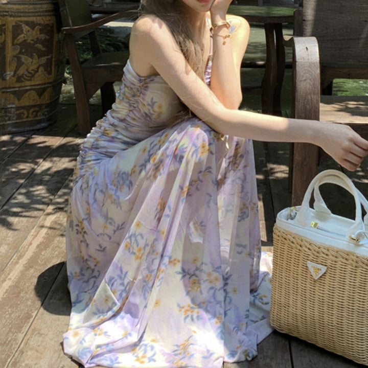 Damen Maxikleid mit floralem Design und eleganter Trägeroptik Drune