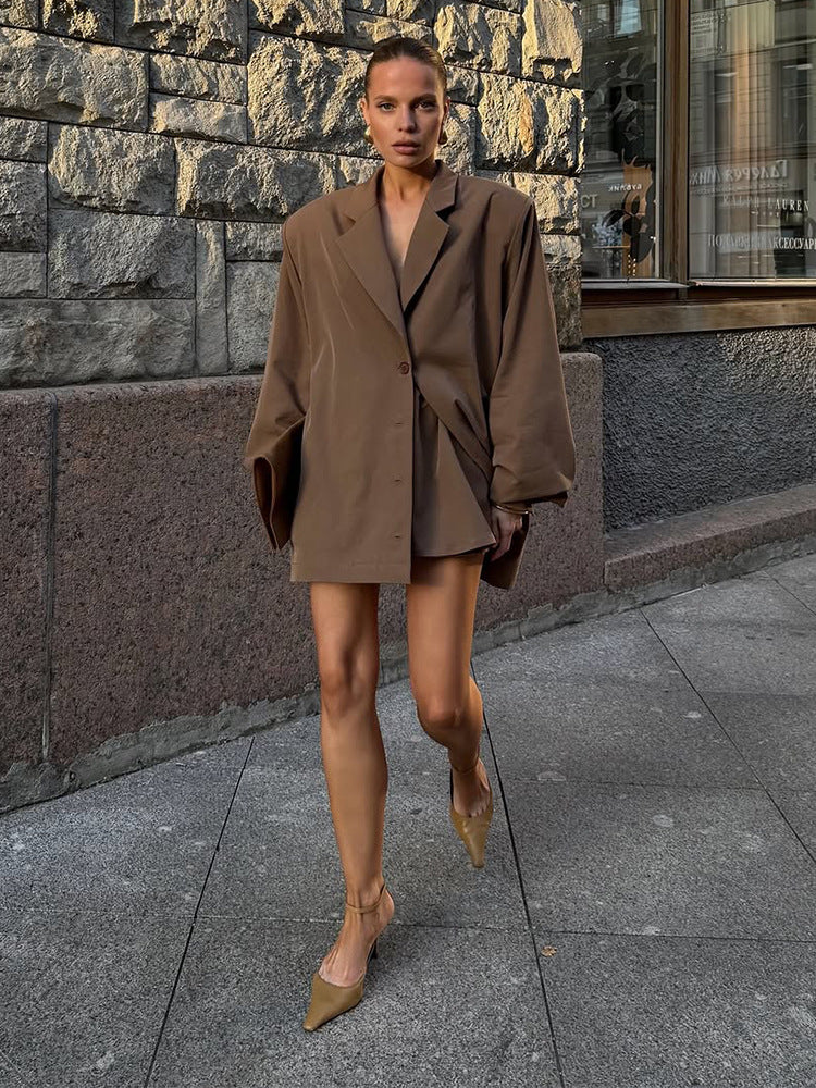 Damen Oversized Blazerjacke mit asymmetrischem Schnitt und eleganten Details Drune