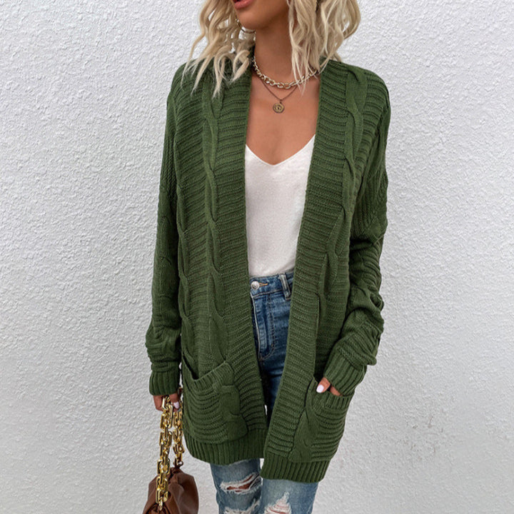 Damen Strickjacke mit tiefem V-Ausschnitt und Taschen Drune