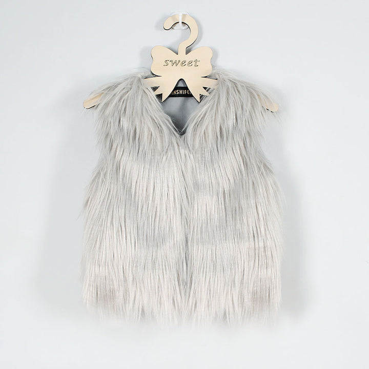 Damen Flauschige Kunstpelzweste mit offenem Schnitt Drune