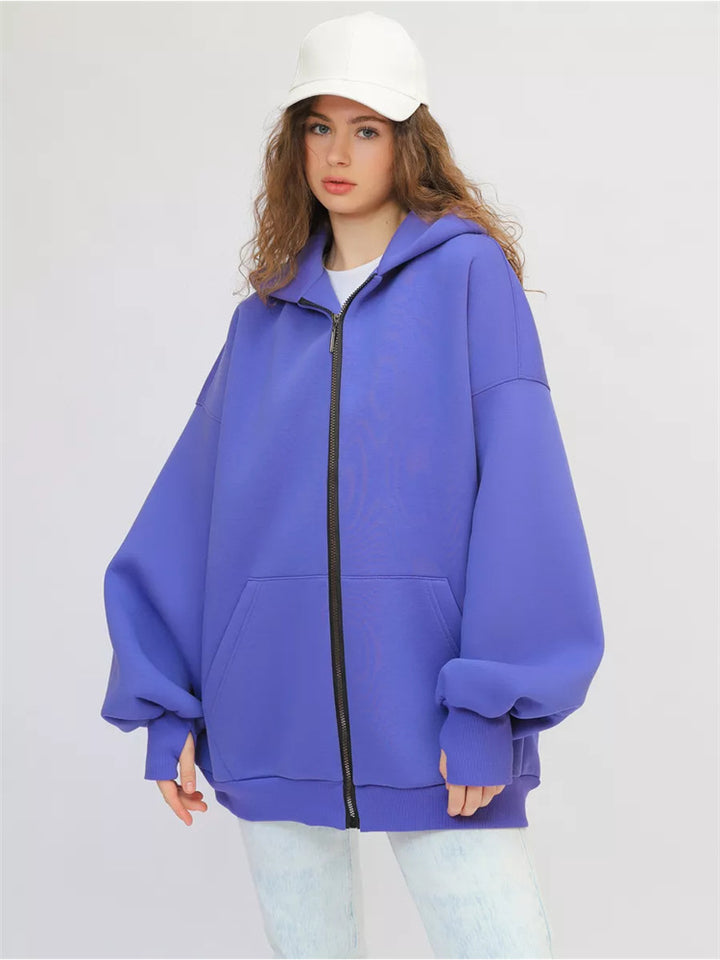 Damen Oversized Kapuzenjacke mit hohen Bündchen und praktischem Reißverschluss Drune