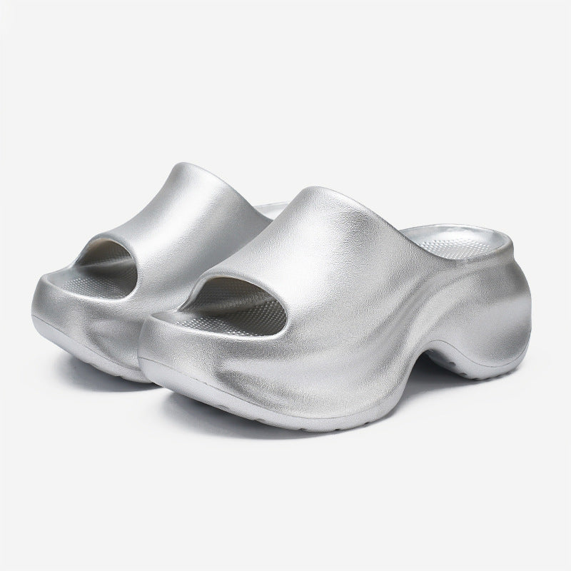 Femme Stilvolle Offene Zehen Clogs mit Einzigartigem Skulptiertes Design Drune