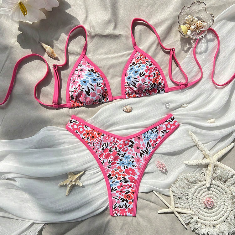 Damen Triangel-Bikini-Set mit stilvollem Tiermuster und verstellbaren Trägern Drune