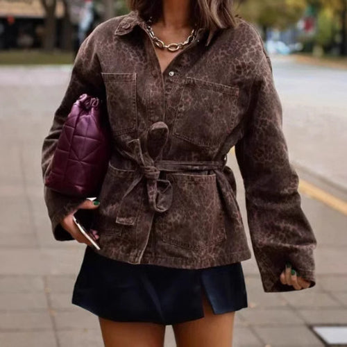 Damen Leinenhemdjacke mit tailliertem Schnitt und Gürtel Drune