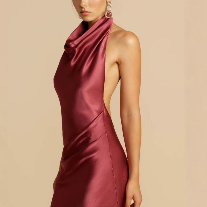 Damen Elegantes Longdress mit schimmerndem Halsbereich Drune