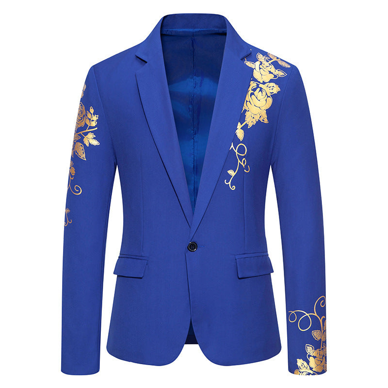 Herren eleganter Blazer mit floralem Goldmuster Drune