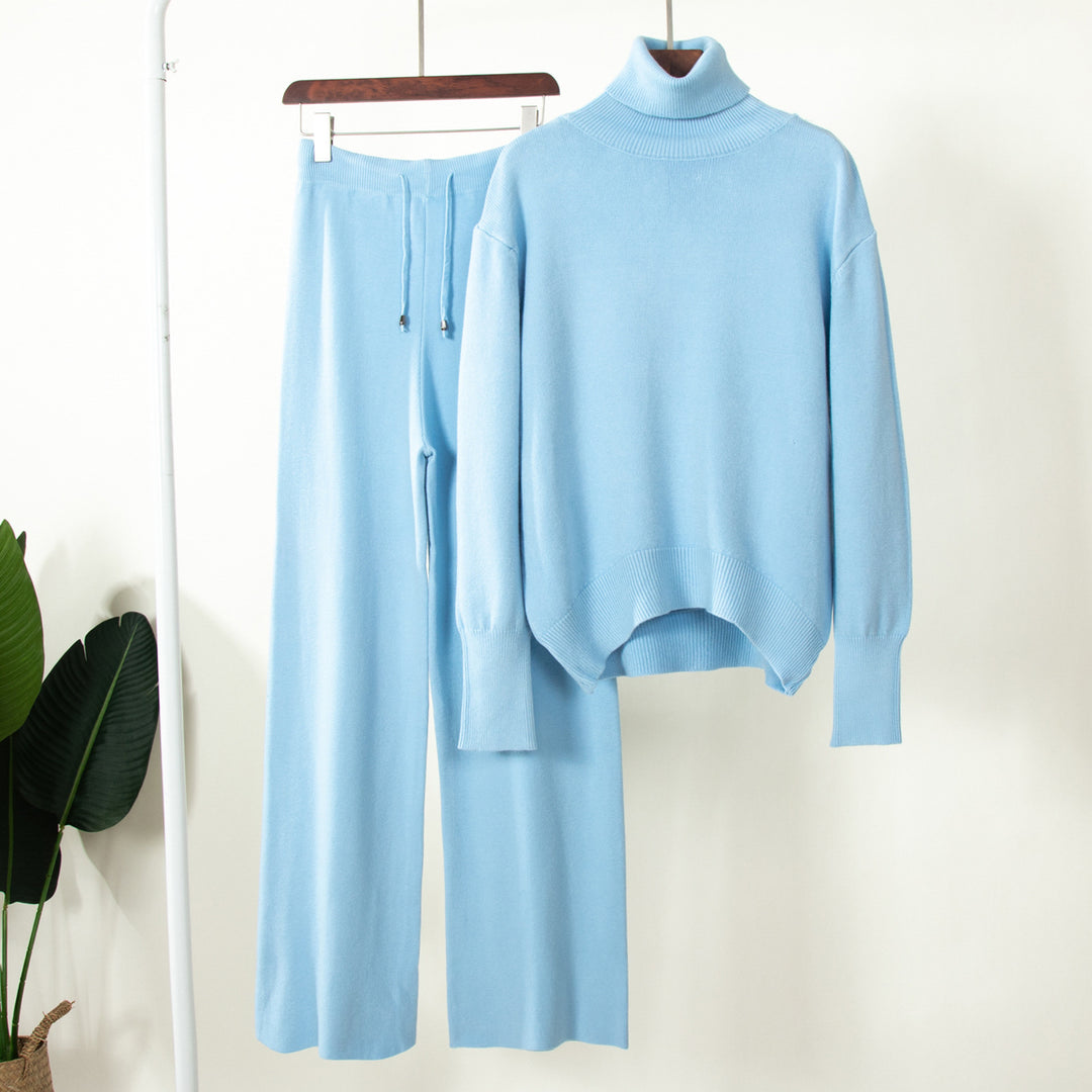 Damen Lässiges Strick-Set mit hohem Kragen und weitem Schnitt Drune