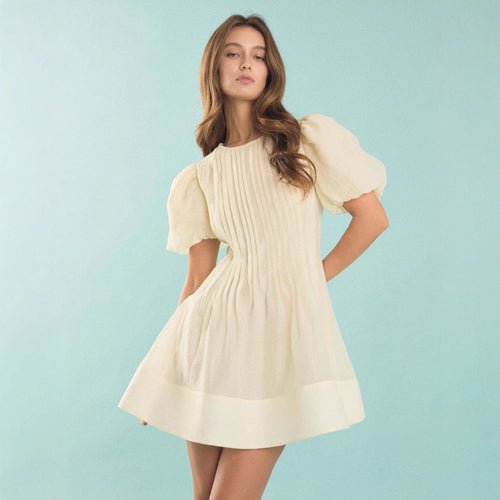 Damen Puffärmel Kleid Drune
