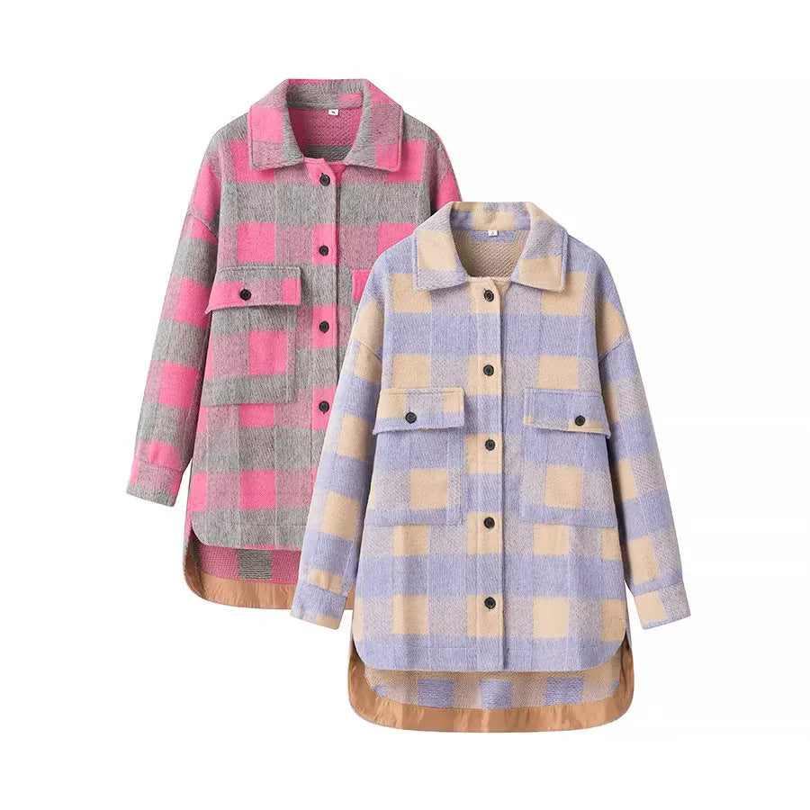 Damen Oversized Flanelljacke im Karomuster Drune