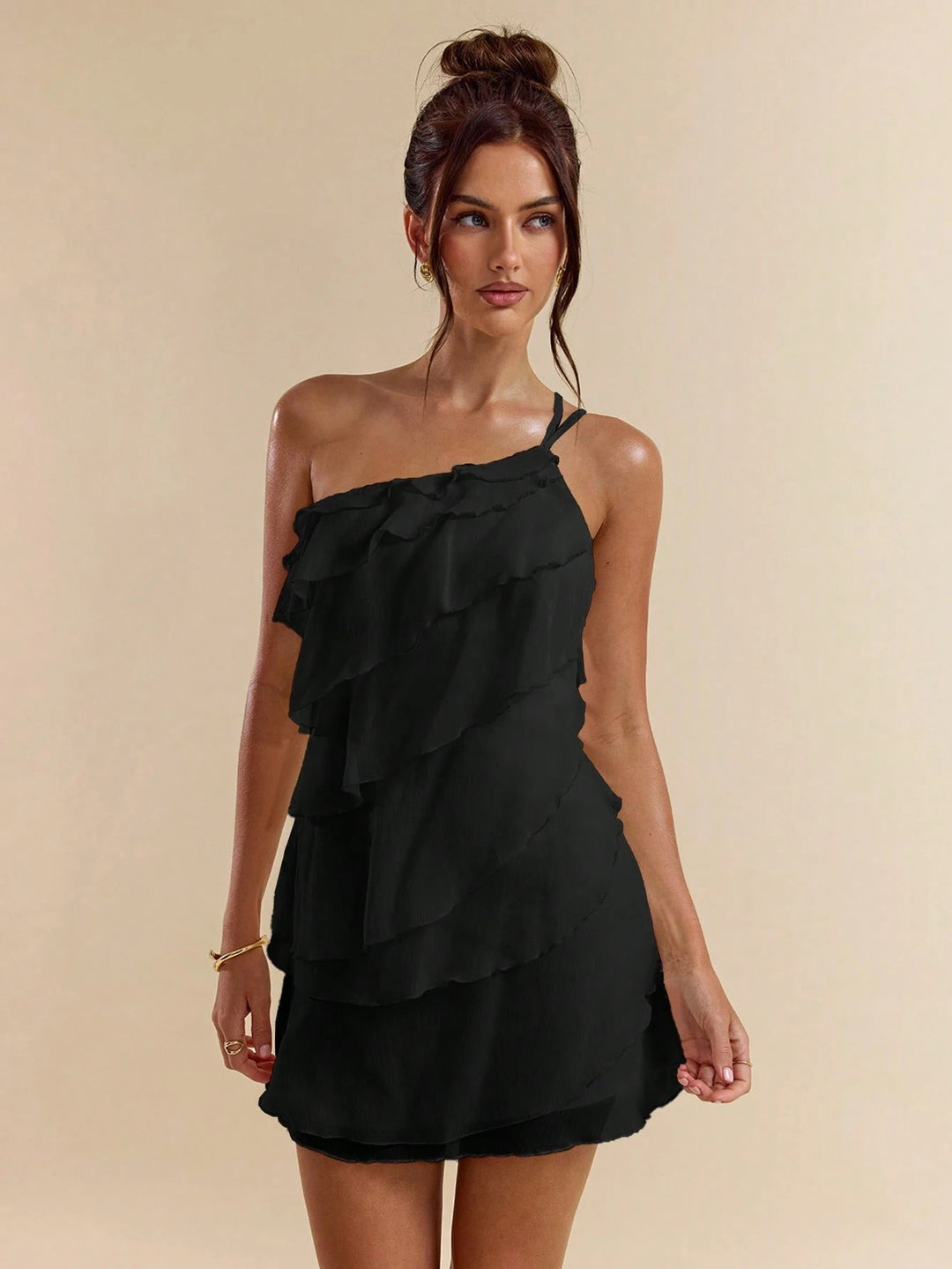 Damen lässiges Strandkleid mit fransigen Rüschendetails Drune