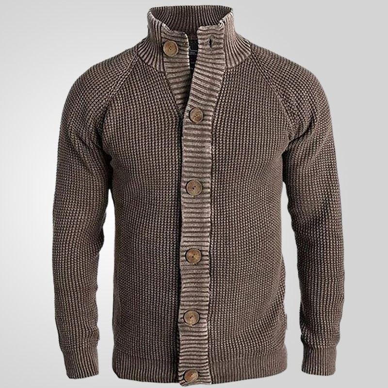 Herren Strickjacke mit modernem Waffelmuster und komfortablem Stehkragen Drune
