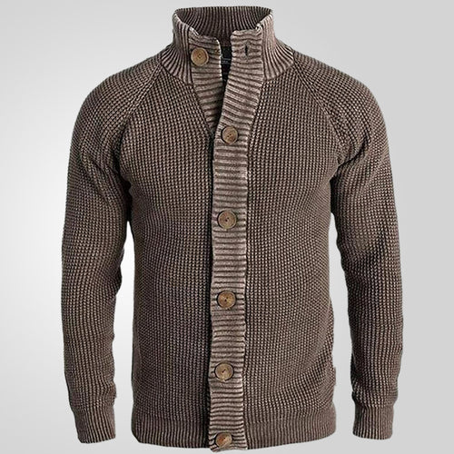 Herren Strickjacke mit modernem Waffelmuster und komfortablem Stehkragen Drune