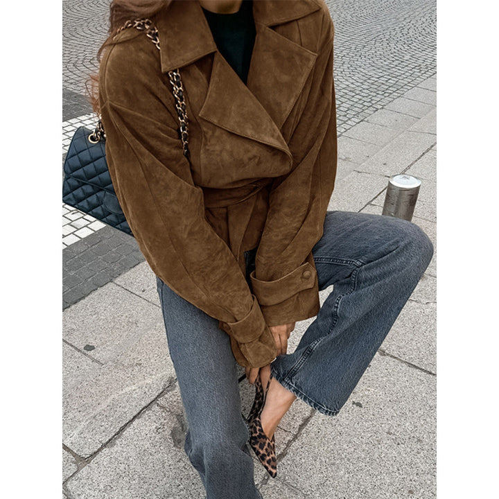 Damen Suede Wickeljacke Drune