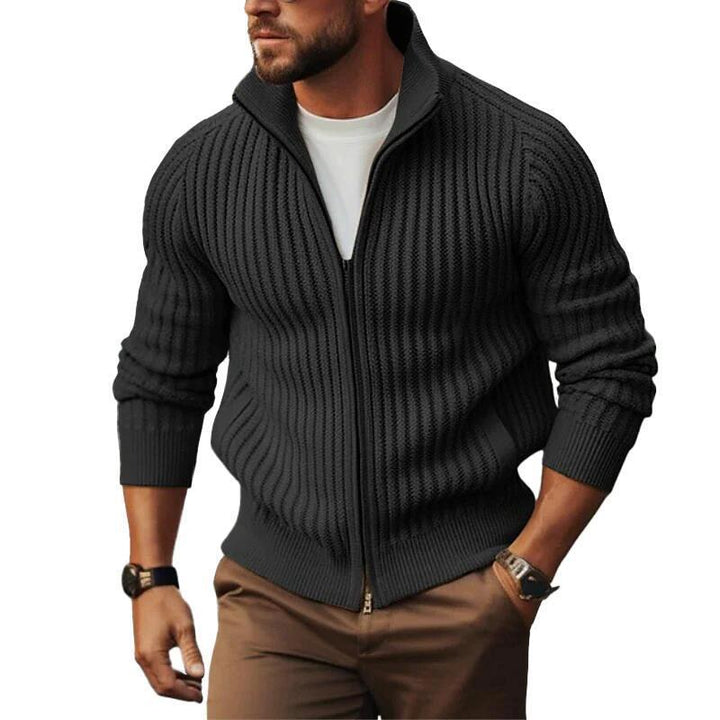 Herren Strickjacke mit modernen Rippdetails und durchgehendem Reißverschluss Drune