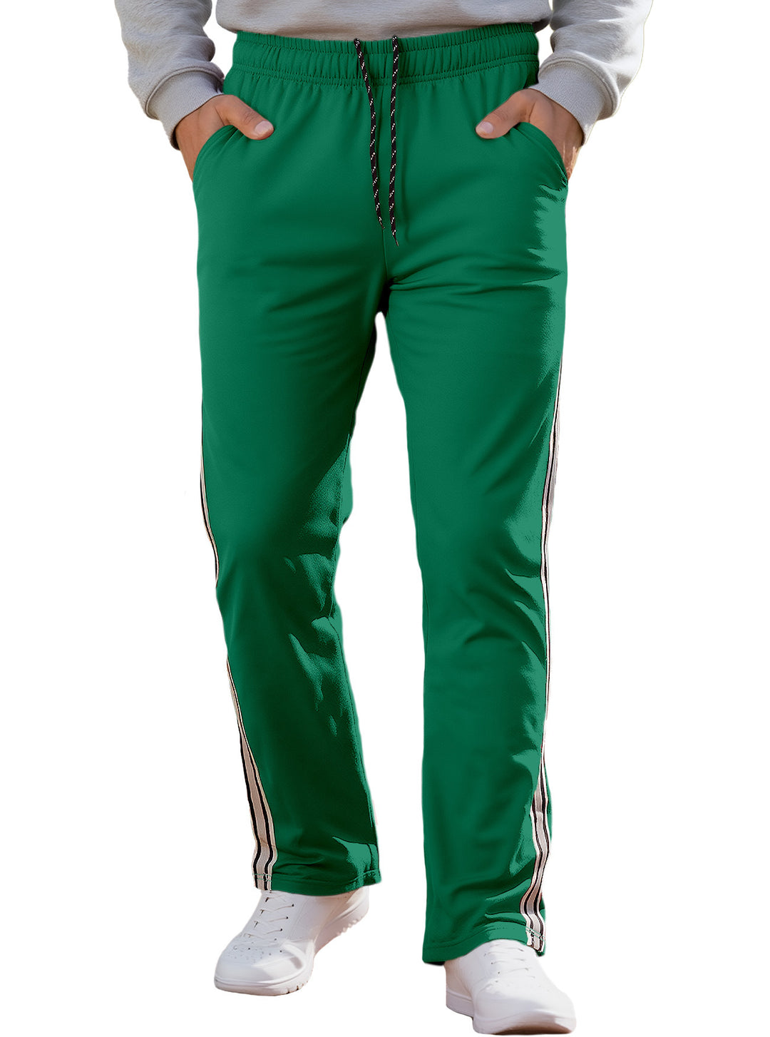 Herren nan Retro-Trackhose mit schmal zulaufendem Bein elastischem Bund Tunnelzug und seitlichen Streifen Drune
