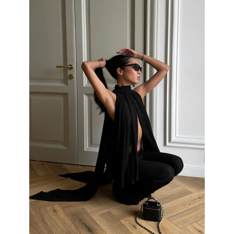 Damen Elegantes Top mit fließendem Schnitt und raffiniertem Halstuch Drune