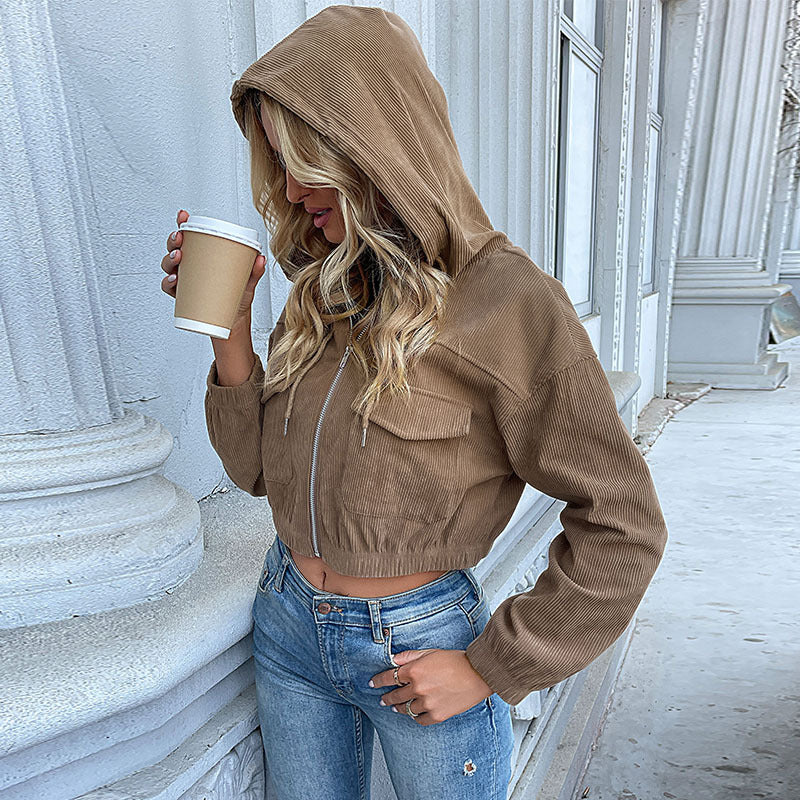 Damen Cordjacke mit lässigem Schnitt und praktischen Taschen Drune