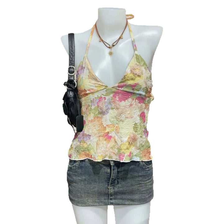 Damen Verspielt bedrucktes Chiffon-Oberteil Drune