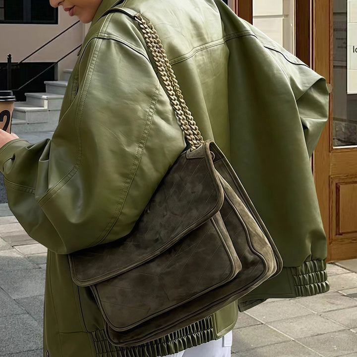 Damen lässige Oversized Lederjacke Drune