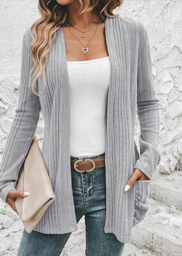 Damen Feinstrickjacke mit tiefem V-Ausschnitt und praktischen Taschen Drune
