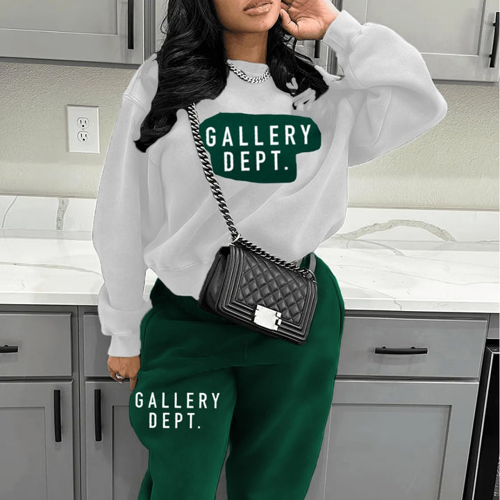 Damen Sweatshirt und Hose Set mit modernem Grafikdesign Drune