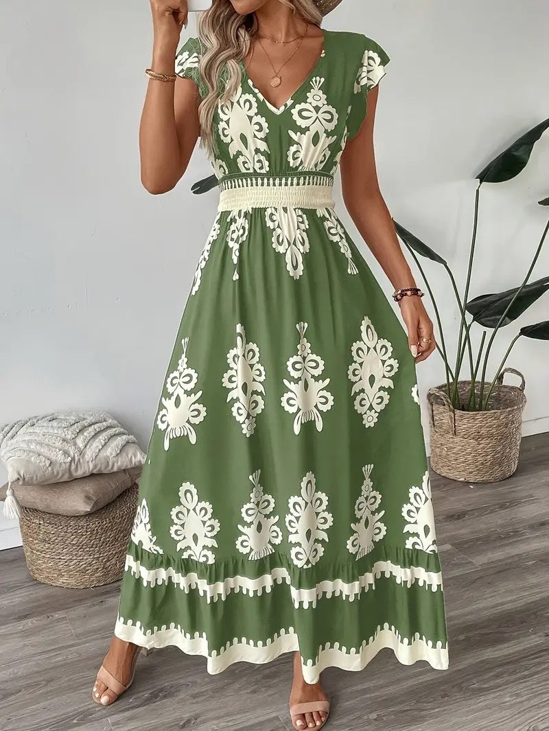 Damen Bohemian Besticktes Maxi Kleid Drune