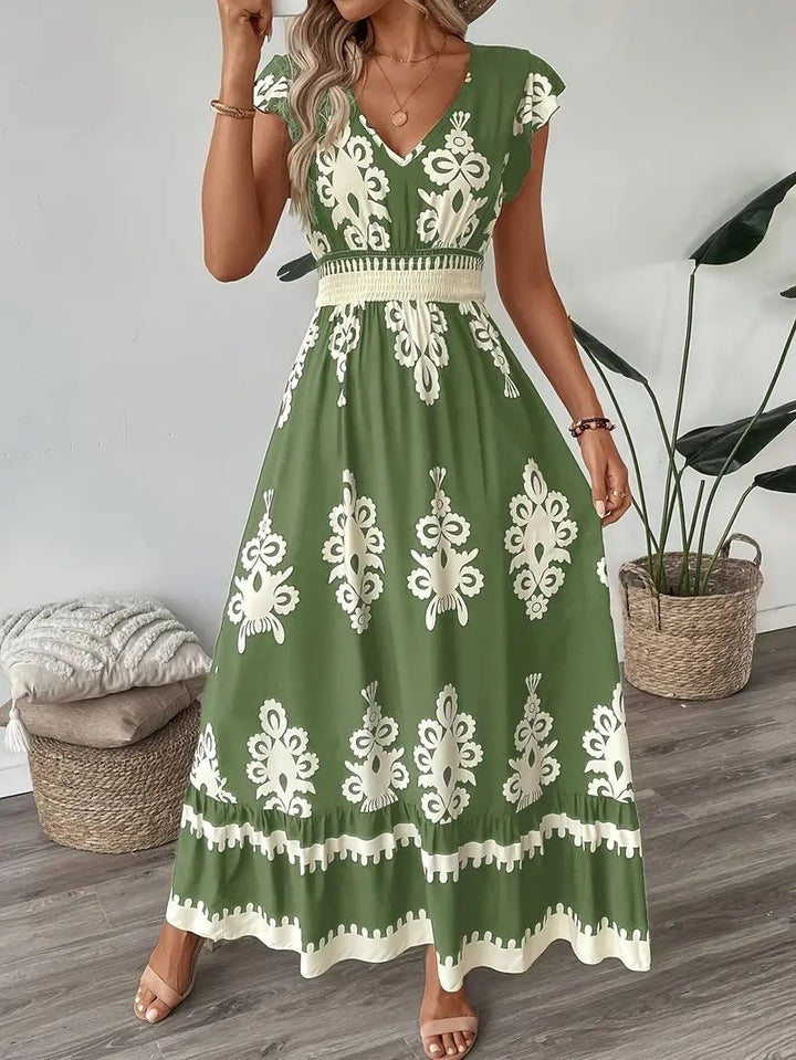 Damen Bohemian Besticktes Maxi Kleid Drune