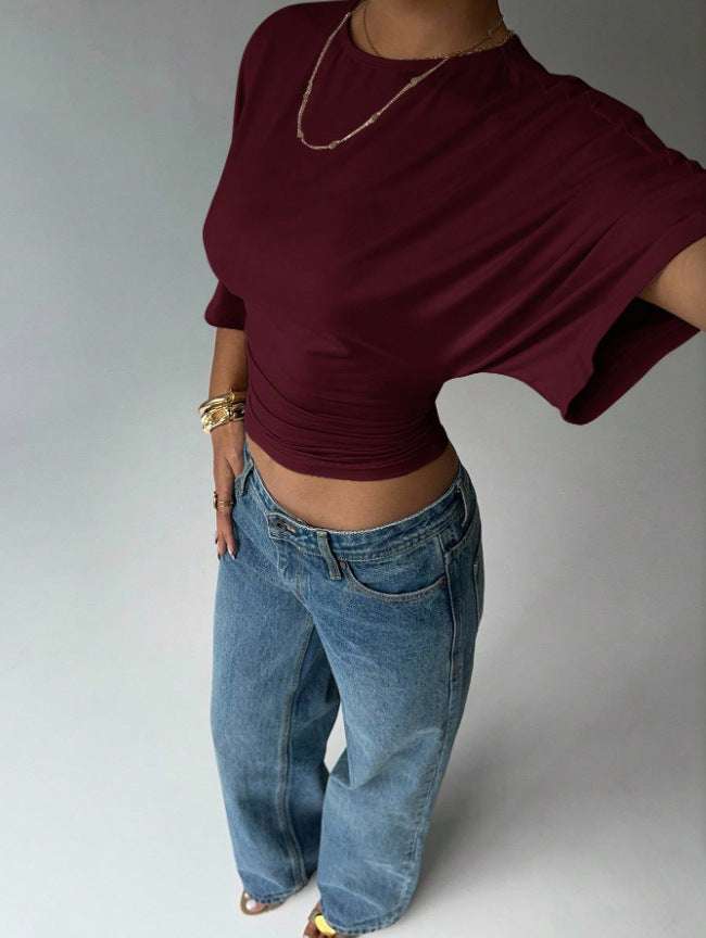 Damen Kurzärmliges Crop-Top Drune