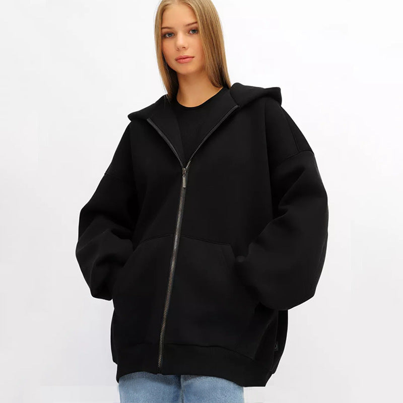 Damen Oversized Kapuzenjacke mit hohen Bündchen und praktischem Reißverschluss Drune