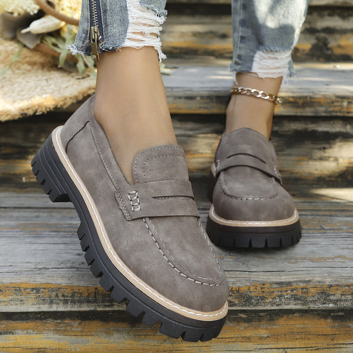 Damen modische Mokassins mit rutschfester Sohle und hoher Plattform Drune