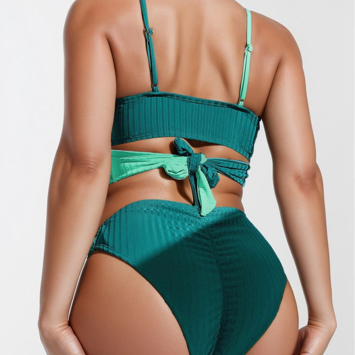 Damen Gemusterter Wickelbikini mit hochgeschnittenem Taillenbund Drune