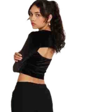 Damen Cropped Langarmoberteil mit innovativem Cut-Out-Design Drune